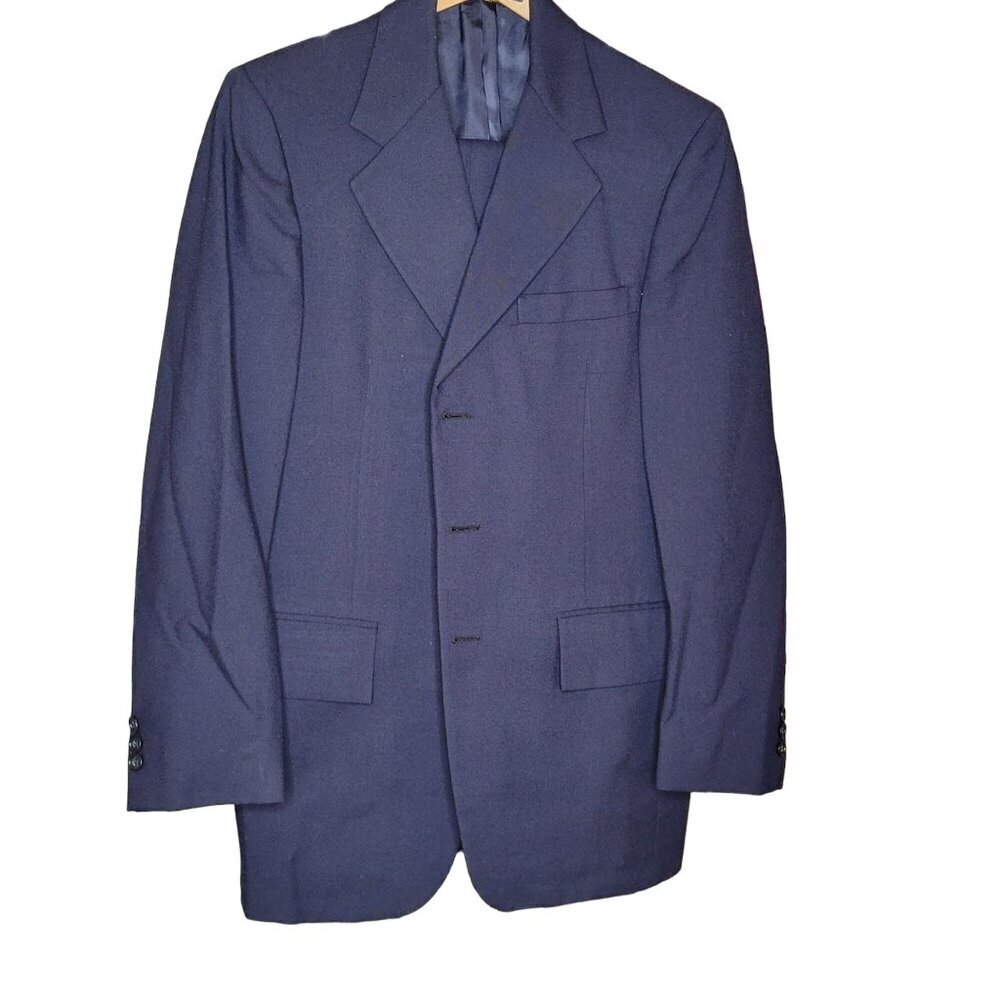 Vintage John Wanamaker Blue Wool 2pc Suit - 38R